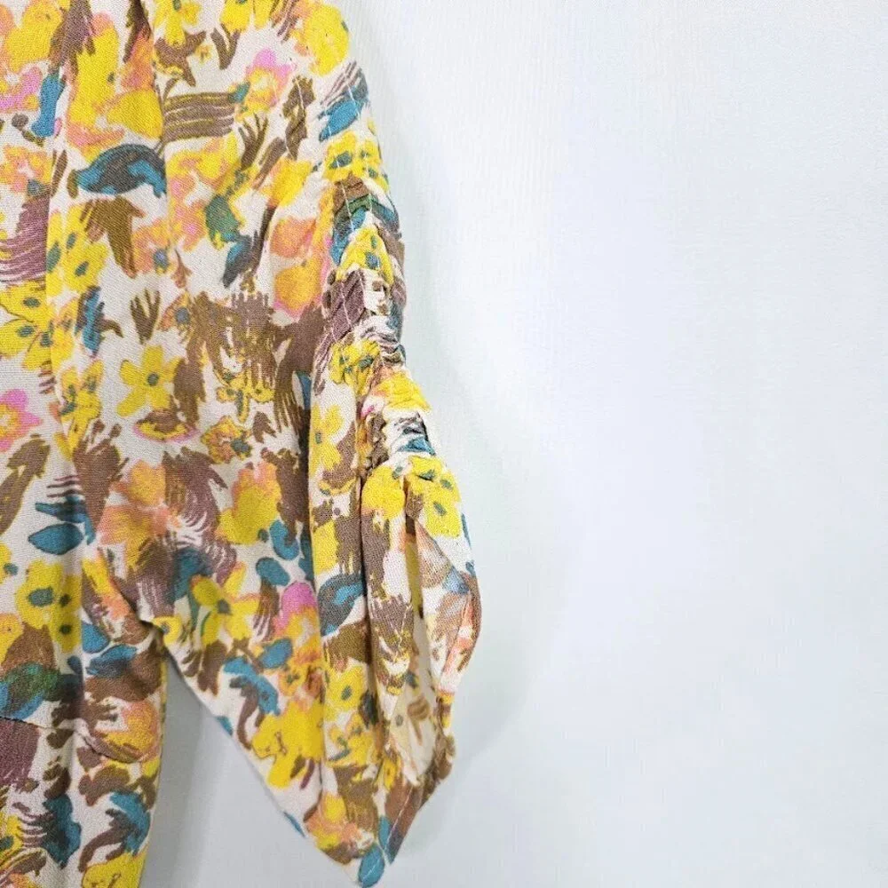 NWT FREE PEOPLE Forget Me Not Mini Dress size 0 XS LILY YELLOW BLUE PINK FLORAL - Picture 7 of 11